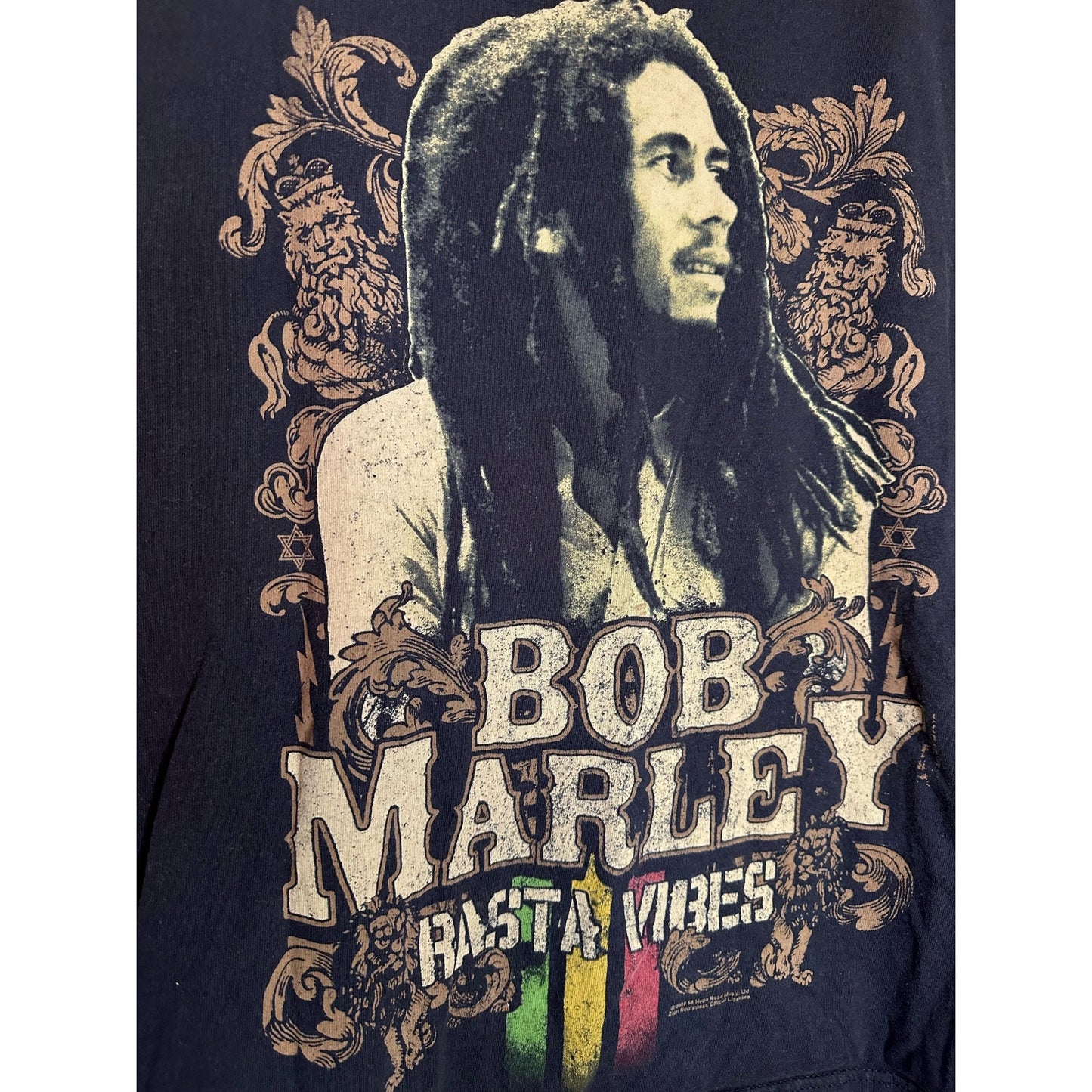 Bob Marley Zion ‘Rasta Vibes’ Black Short Sleeve Graphic Print T-Shirt Size M