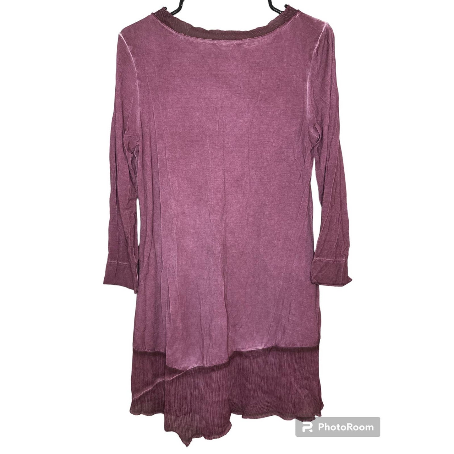 Soft Surroundings Half Sleeve Purple Asymmetrical Tunic Blouse Size Small