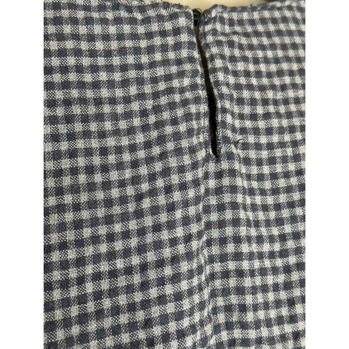 Zara Gingham Long Sleeve Grey Black Ruffle Hi Lo Blouse Size XS