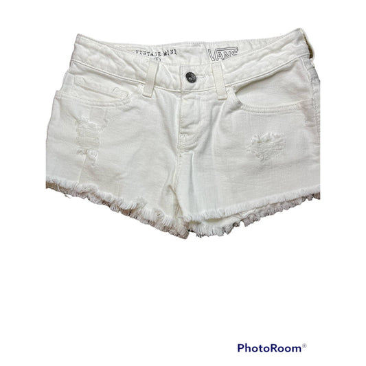 Vans Distressed Cut Off Short Shorts 'Vintage Mini' White Size 1 Juniors
