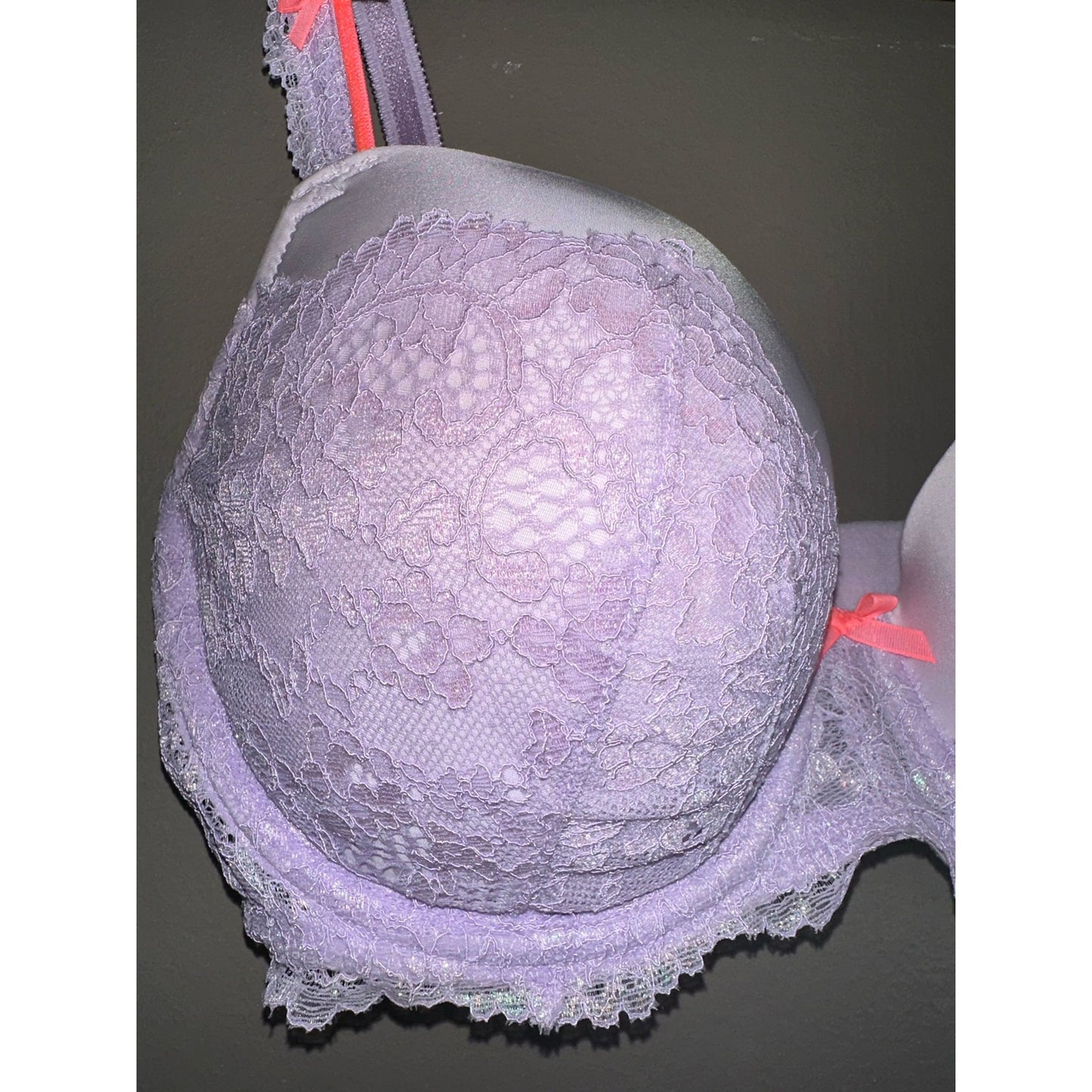 Victoria’s Secret Purple Pink Lace Dream Angels Lined Demi Bra Size 32DDD