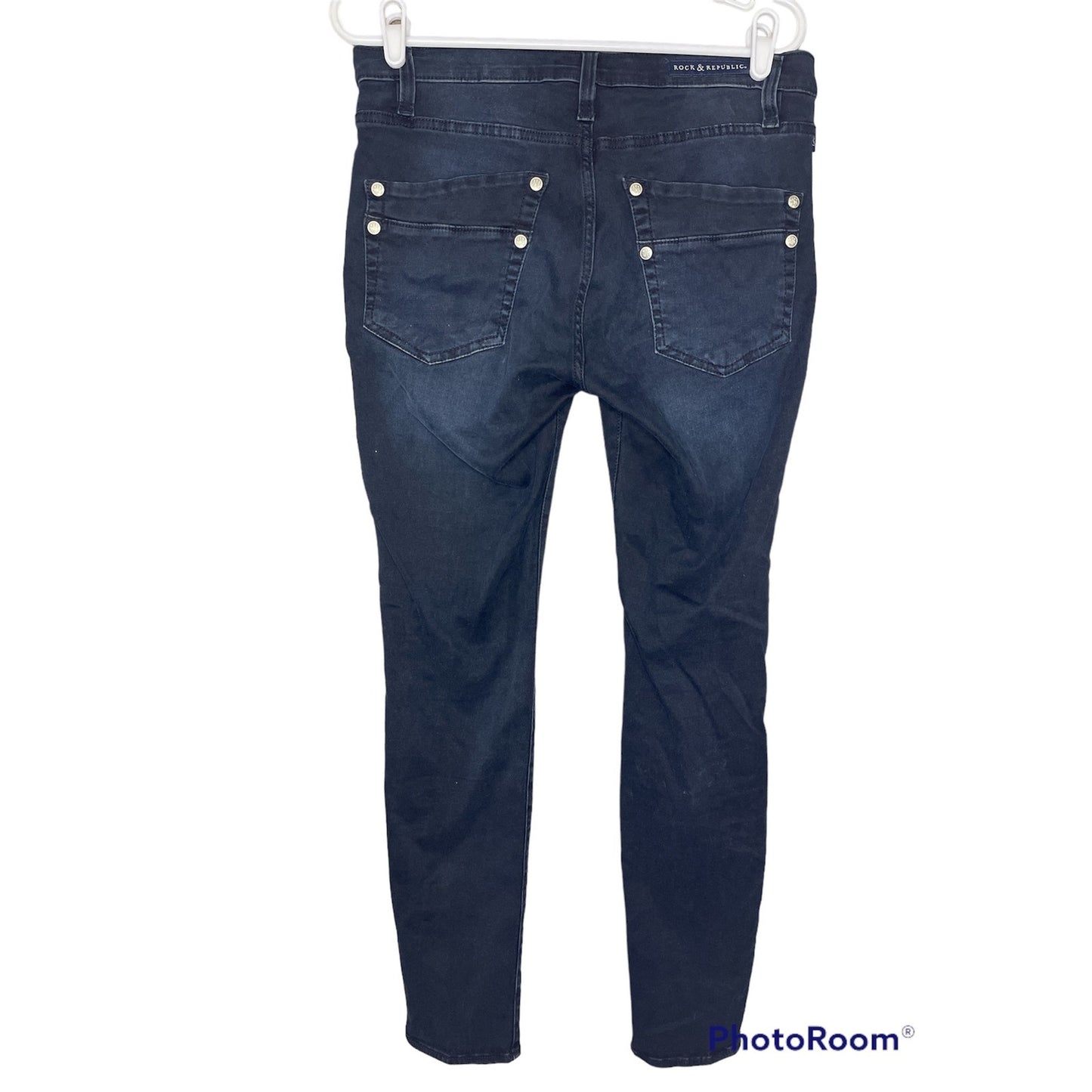 Rock & Republic Black Dark Wash 'Kashmere' High Waisted Skinny Jeans Size 12