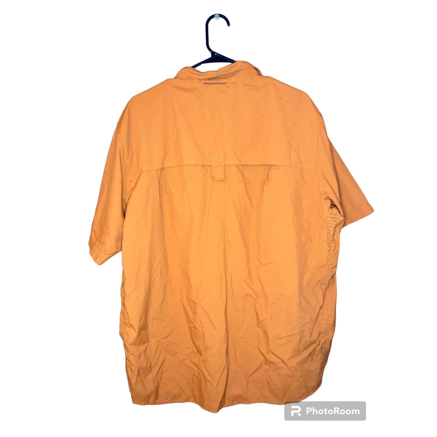 REI Orange Short Sleeve Button Down Collared Lightweight Fishing Shirt Size XL