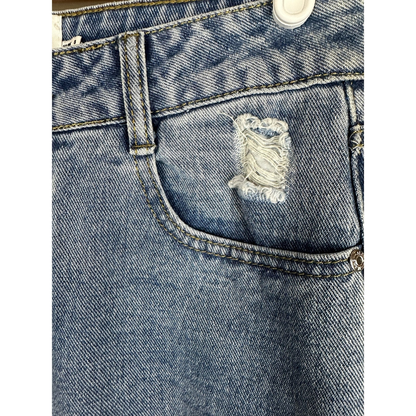 Princess Polly Lightwash Distressed High Waisted Denim Blue Jeans Size 4