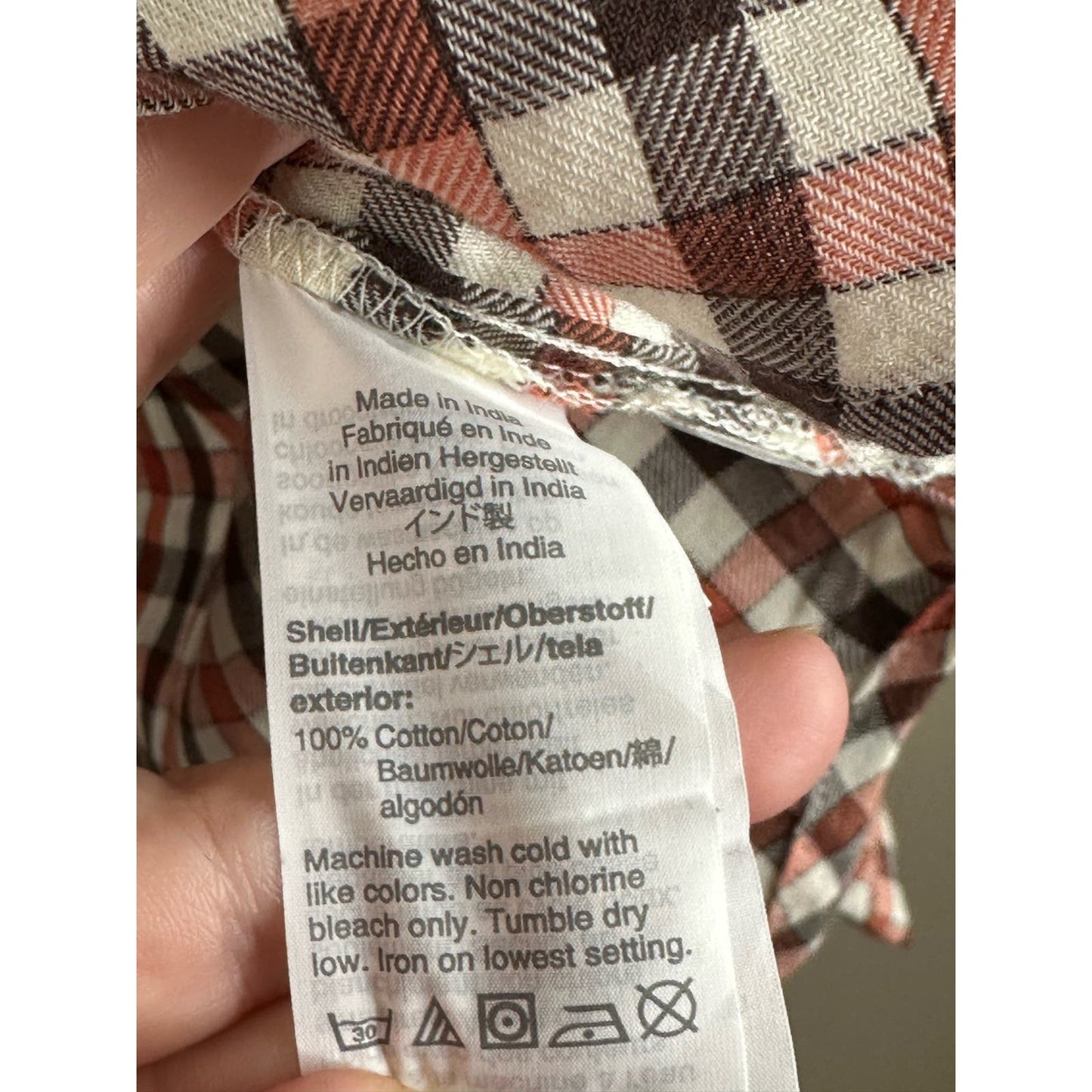 Madewell Button Down Long Sleeve Plaid Blouse Orange Black Size Small