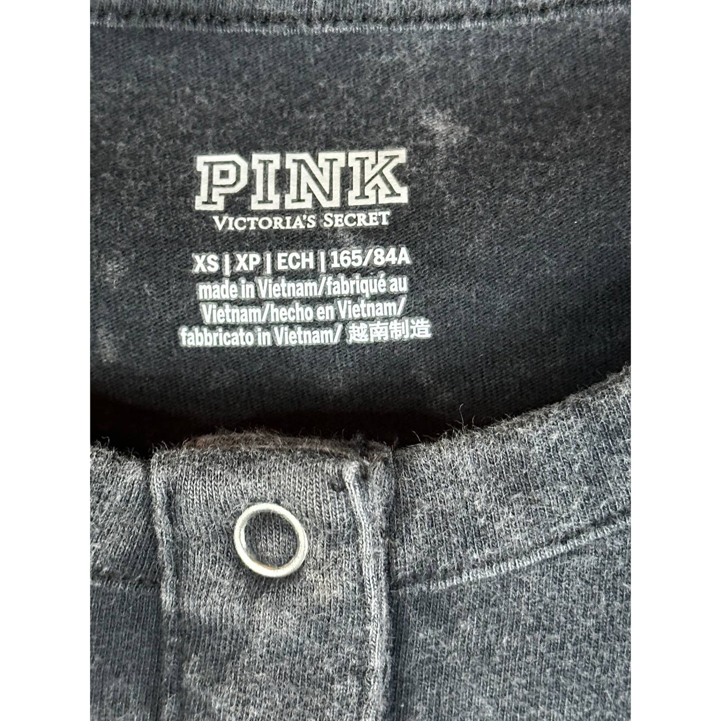 Victoria’s Secret PINK Grey Button Down Long Sleeve Cropped T-Shirt Size XS