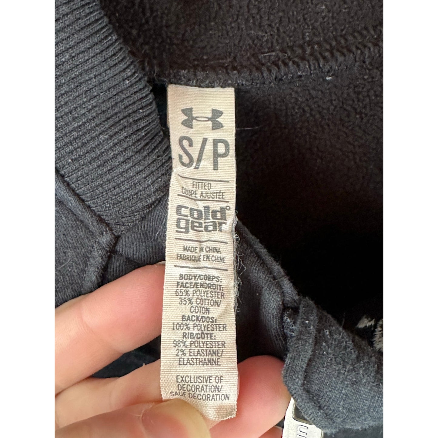 Under Armour Black Zip Up Hooded Fitted Cotton Blend Jacket Size Small