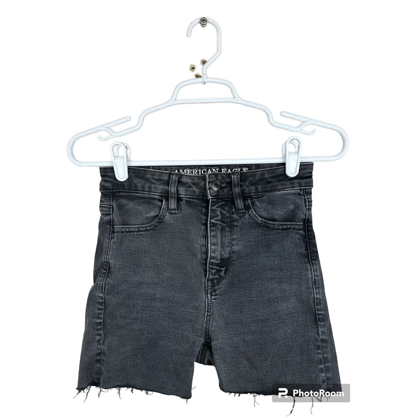 American Eagle Black Cut Off Super Hi Rise Shorts Size 00