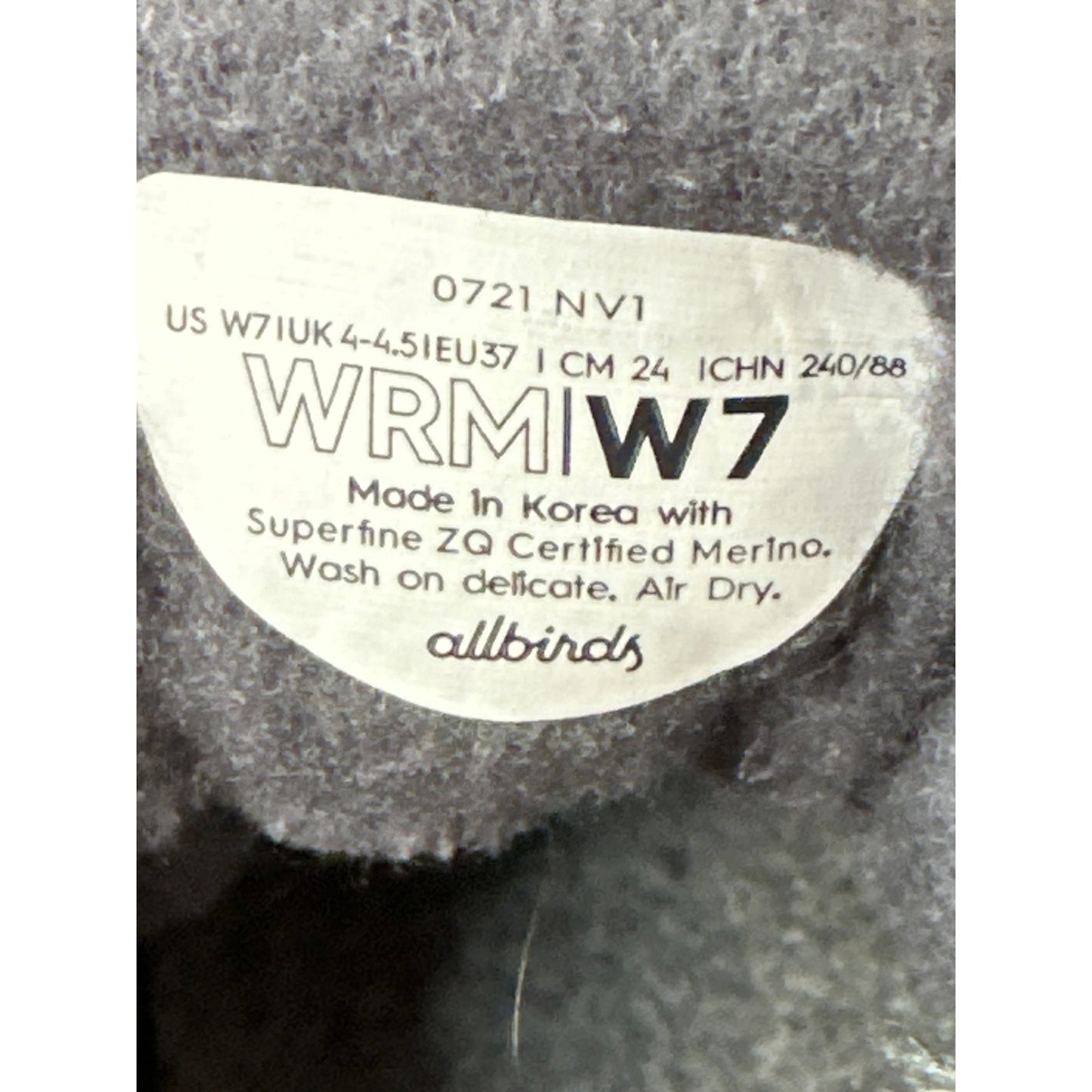 Women’s Allbirds Wool Runners Lace Up Grey White WR Athletic Sneakers Size 7