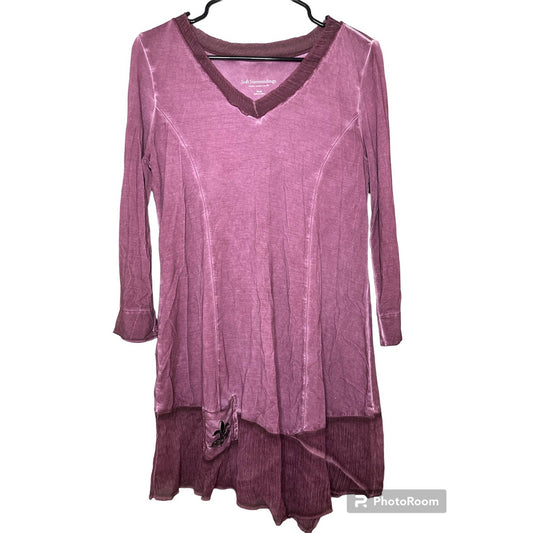 Soft Surroundings Half Sleeve Purple Asymmetrical Tunic Blouse Size Small
