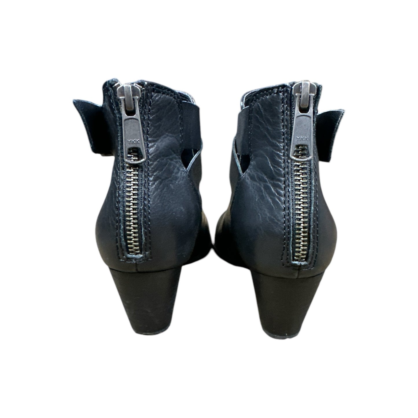 Vionic ‘Rory Smooth’ Black Comfort Zip Up Buckle Leather Heeled Booties Size 6