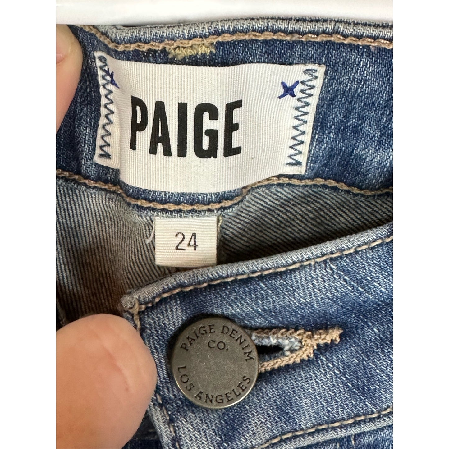 Paige Verdugo Ankle Distressed Medium Wash Blue Skinny Jeans Size 24