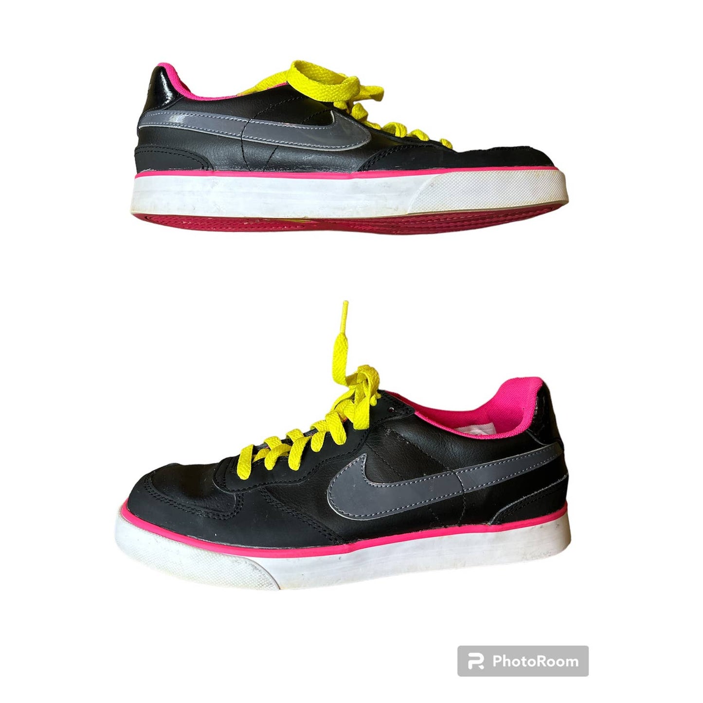 Women' Nike Sweet Ace Black White Yellow Pink Low Top Sneakers Size 8
