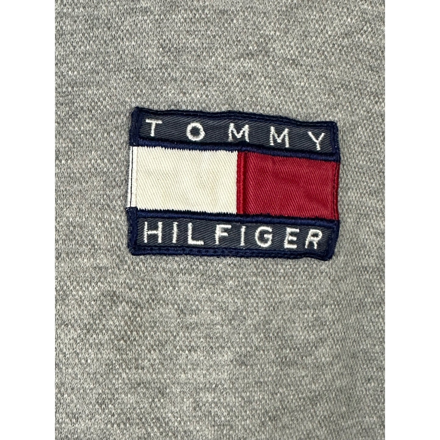 Tommy Hilfiger Grey Long Sleeve Quarter Zip Pullover Distressed Size XL