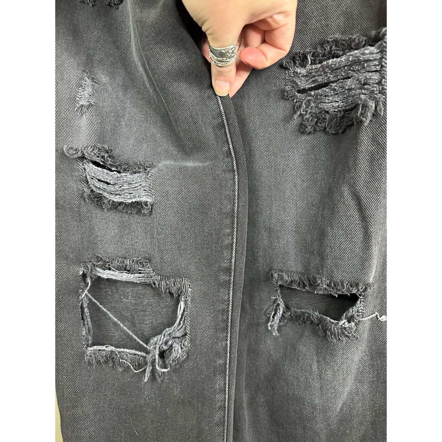 Pacsun Black Distressed High Rise Straight Button Fly Jeans Size 26