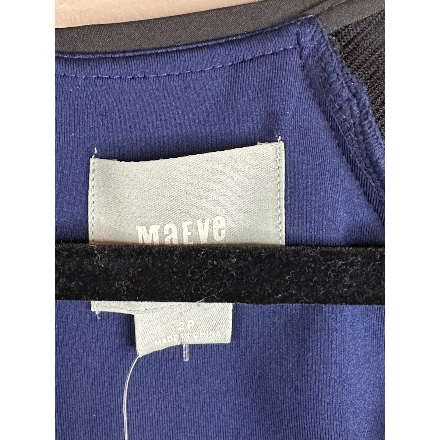 NWT Maeve Short Sleeve Black Blue Bodycon Fitted Dress Size 2P