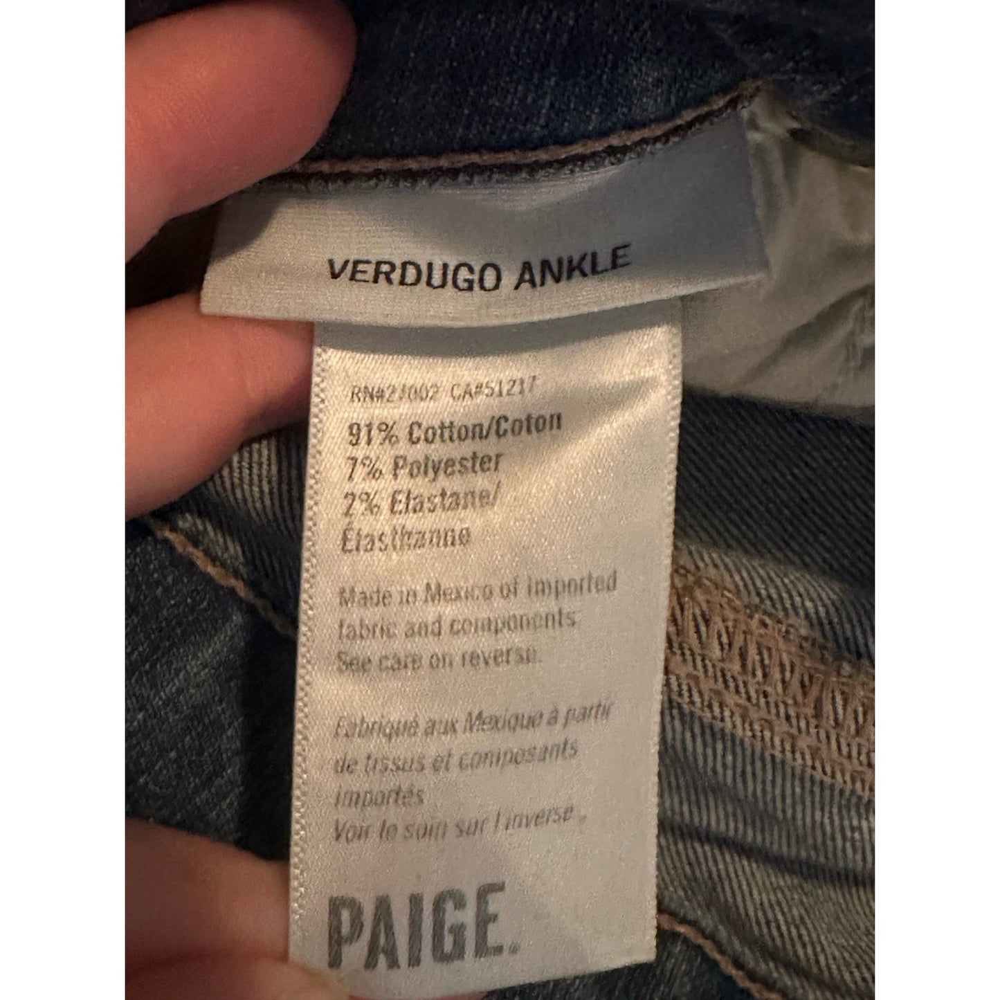 Paige Verdugo Ankle Distressed Medium Wash Blue Skinny Jeans Size 24