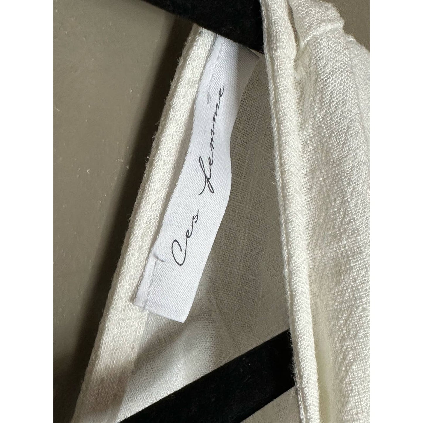 Ces Femme White V Neck Flowy Tunic Linen Blend Size Small