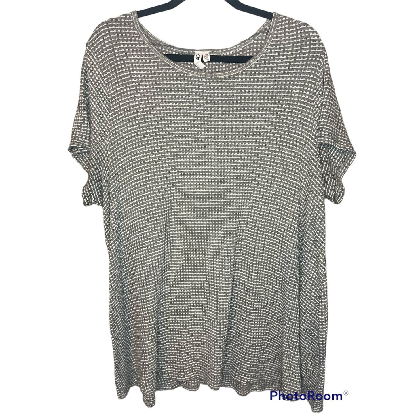 Cable & Gauge Short Sleeve Grey White Tunic Blouse Size 1X