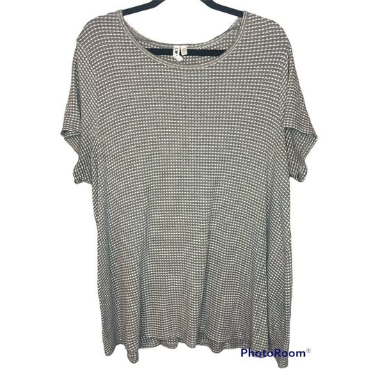 Cable & Gauge Short Sleeve Grey White Tunic Blouse Size 1X