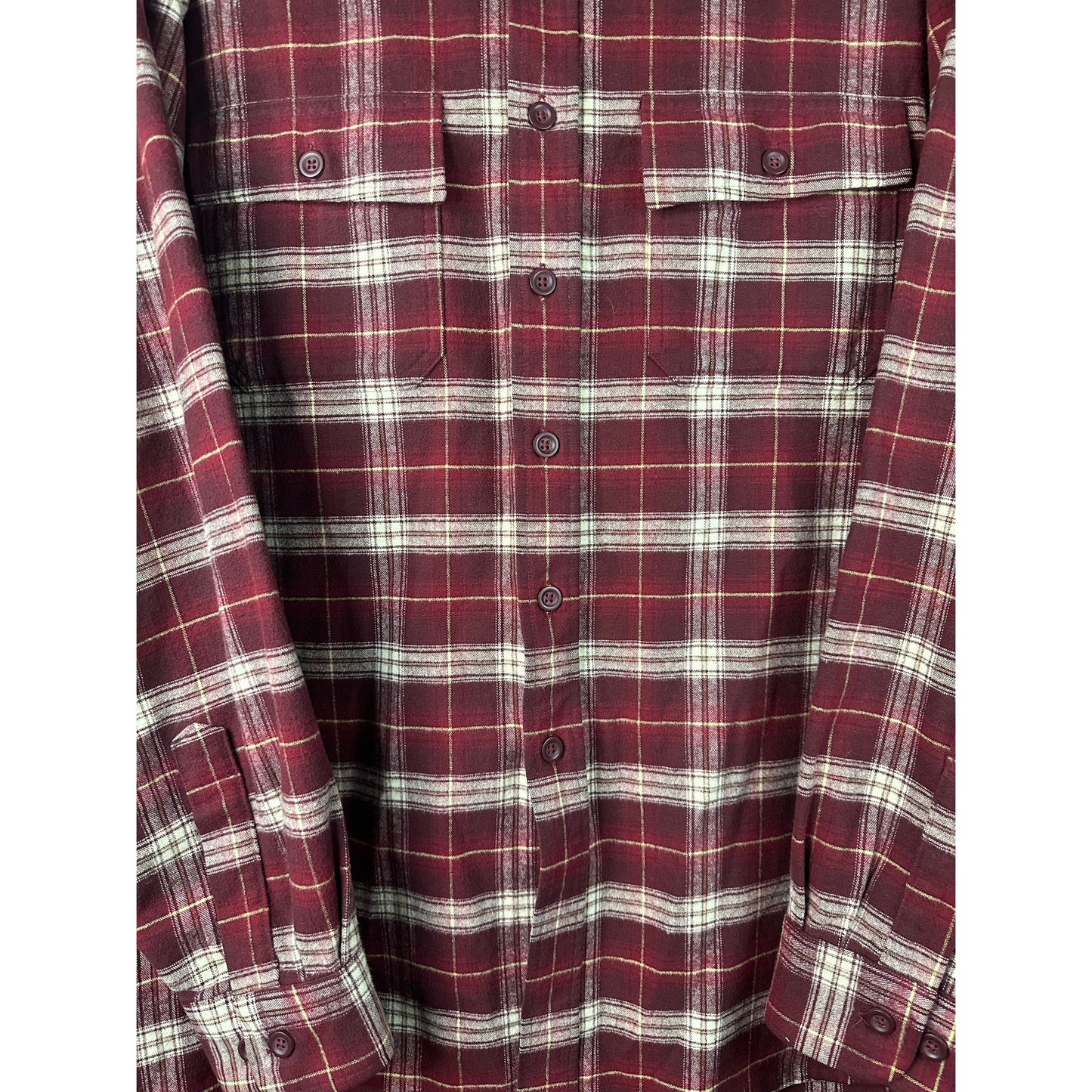 Vintage Men’s L.L. Bean Maroon Plaid Long Sleeve Button Down Flannel Size L