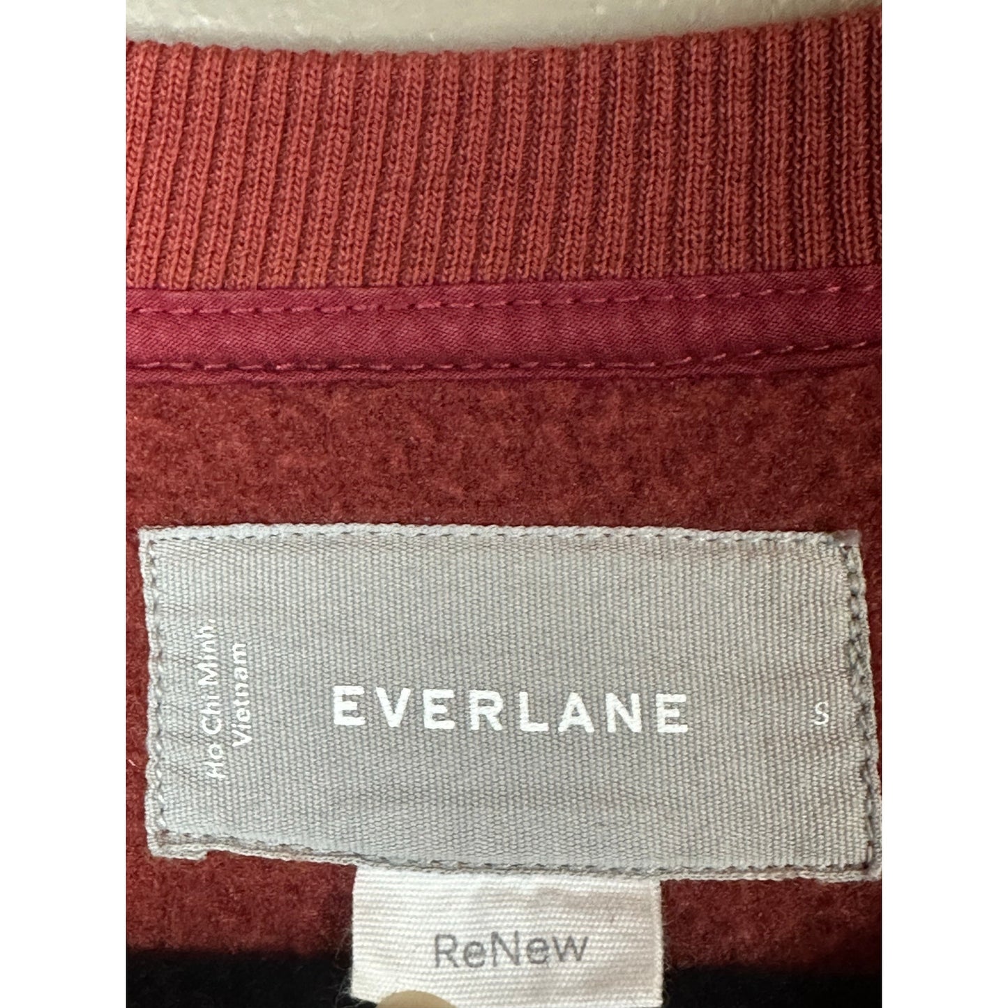 Everlane ReNew Rust Dark Red Long Sleeve Sherpa Pullover Sweatshirt Size Small