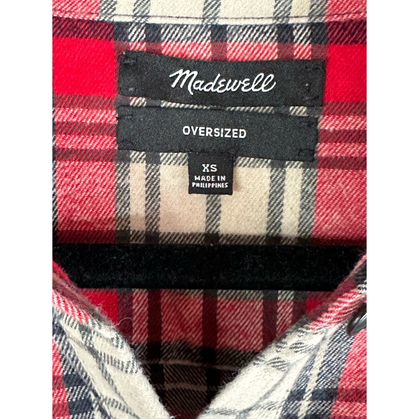 Madewell Red Blue White Plaid Button Down Long Sleeve Oversized Flannel Size XS