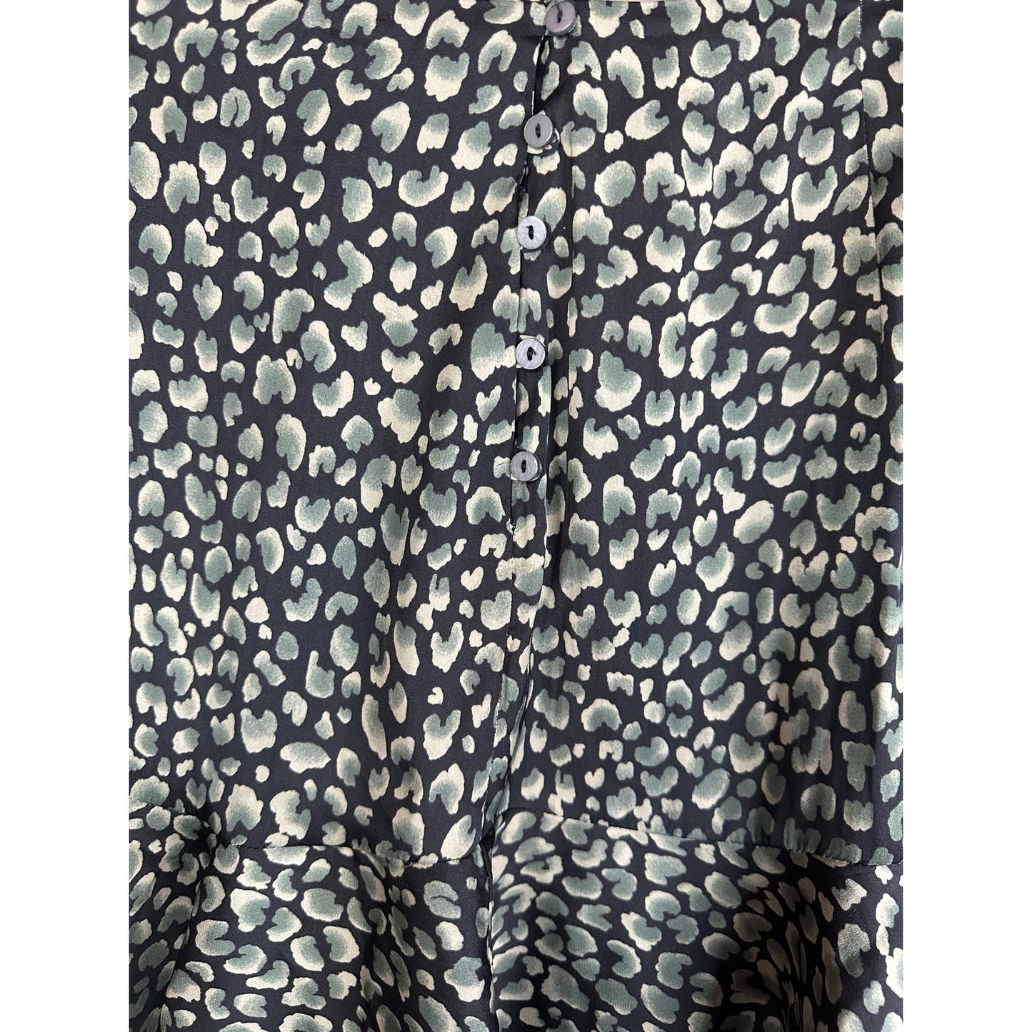Free People Intimately Button Up Silky Mini Animal Print Grey Black Skirt Size L