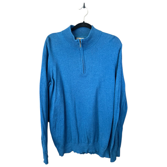 Men’s L.L.Bean Blue Quarter Zip Pullover Cashmere Sweatshirt Size Large-Tall