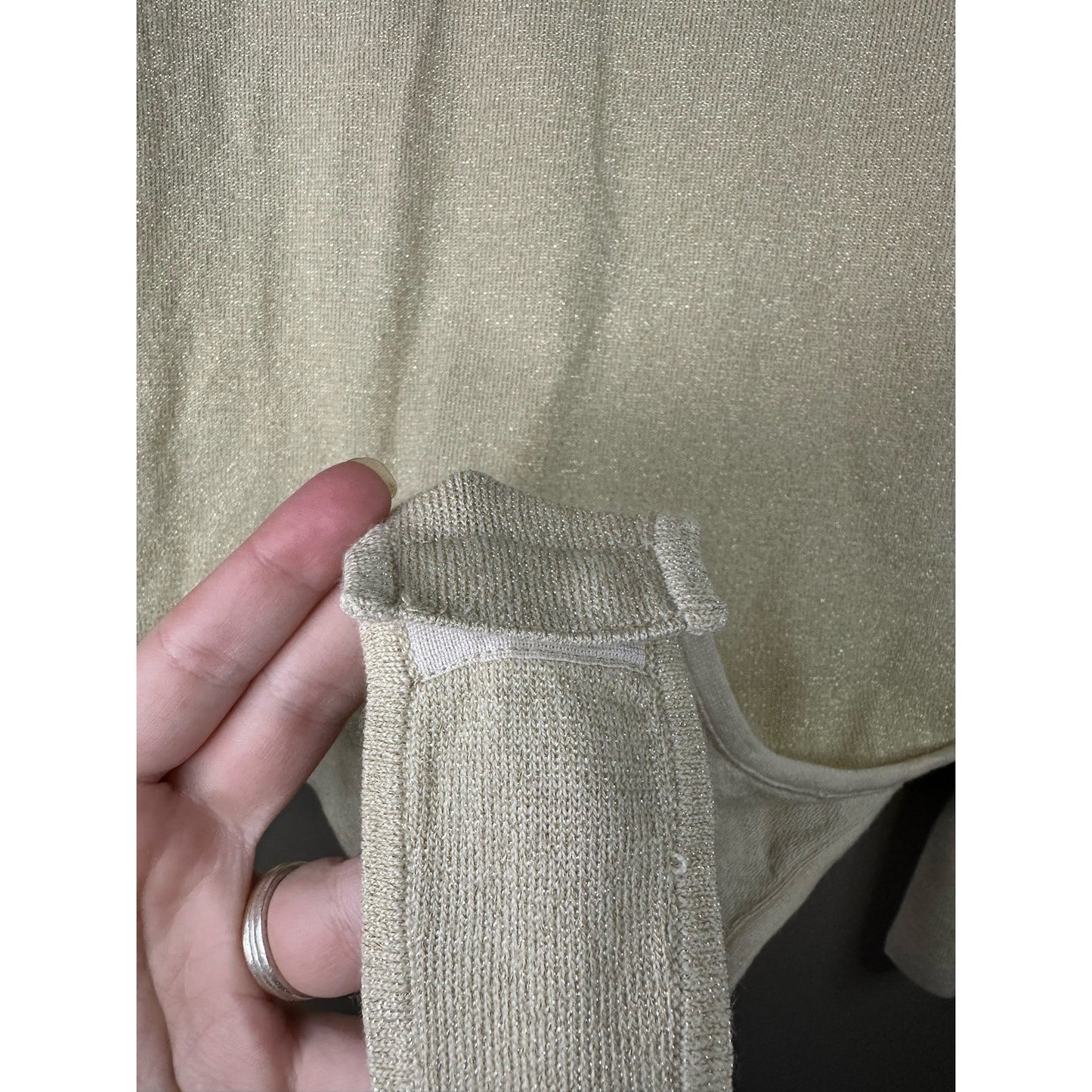 Athleta x Alicia Keys Cowl Neck Long Sleeve Cream Sparkly Wool Bodysuit Size L