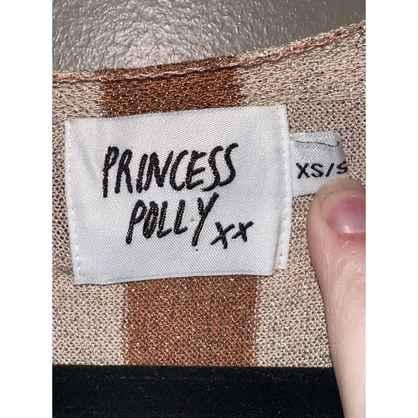 Princess Polly Long Sleeve Wrap Pink Brown Sparkly Dress Size XS/S