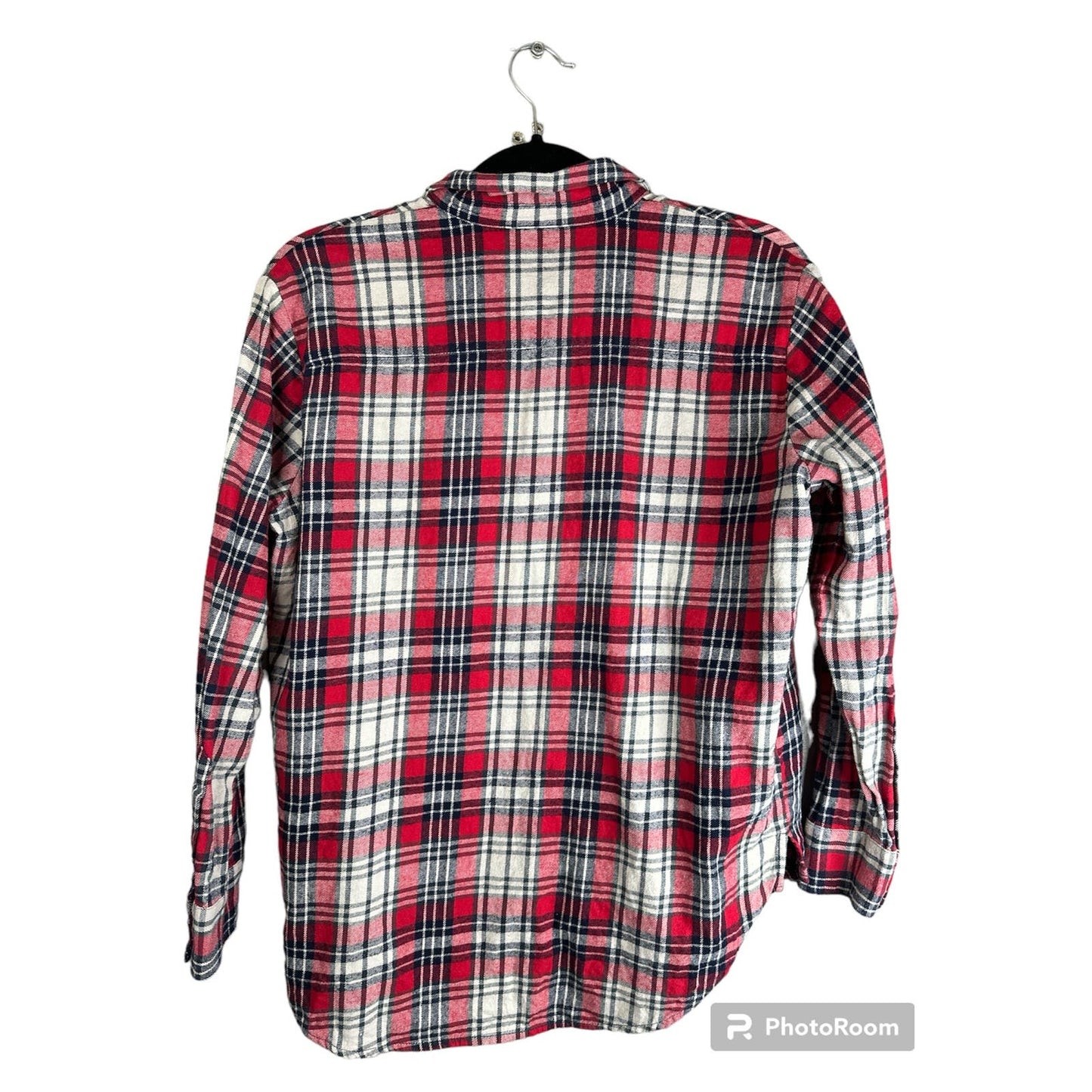 Madewell Red Blue White Plaid Button Down Long Sleeve Oversized Flannel Size XS