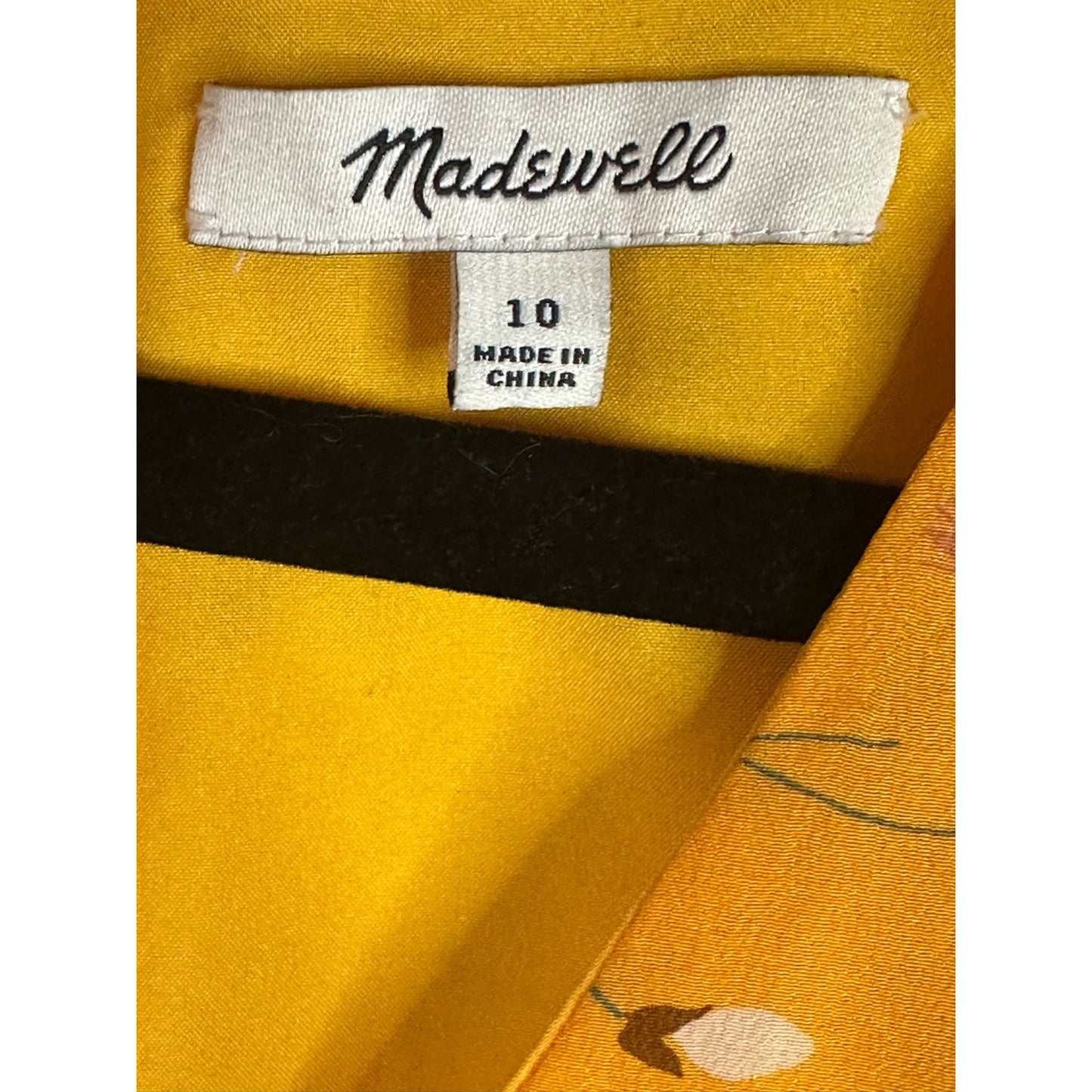 Madewell 'Beladonna' 100% Silk Yellow Floral Print Short Sleeve Dress Size 10