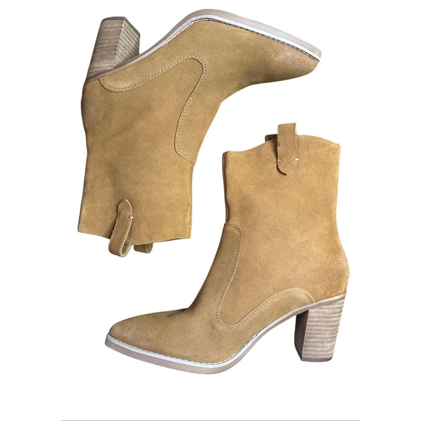Splendid Anthropologie Raquel Brown 'Taupe' Western Heeled Ankle Bootie Size 6.5