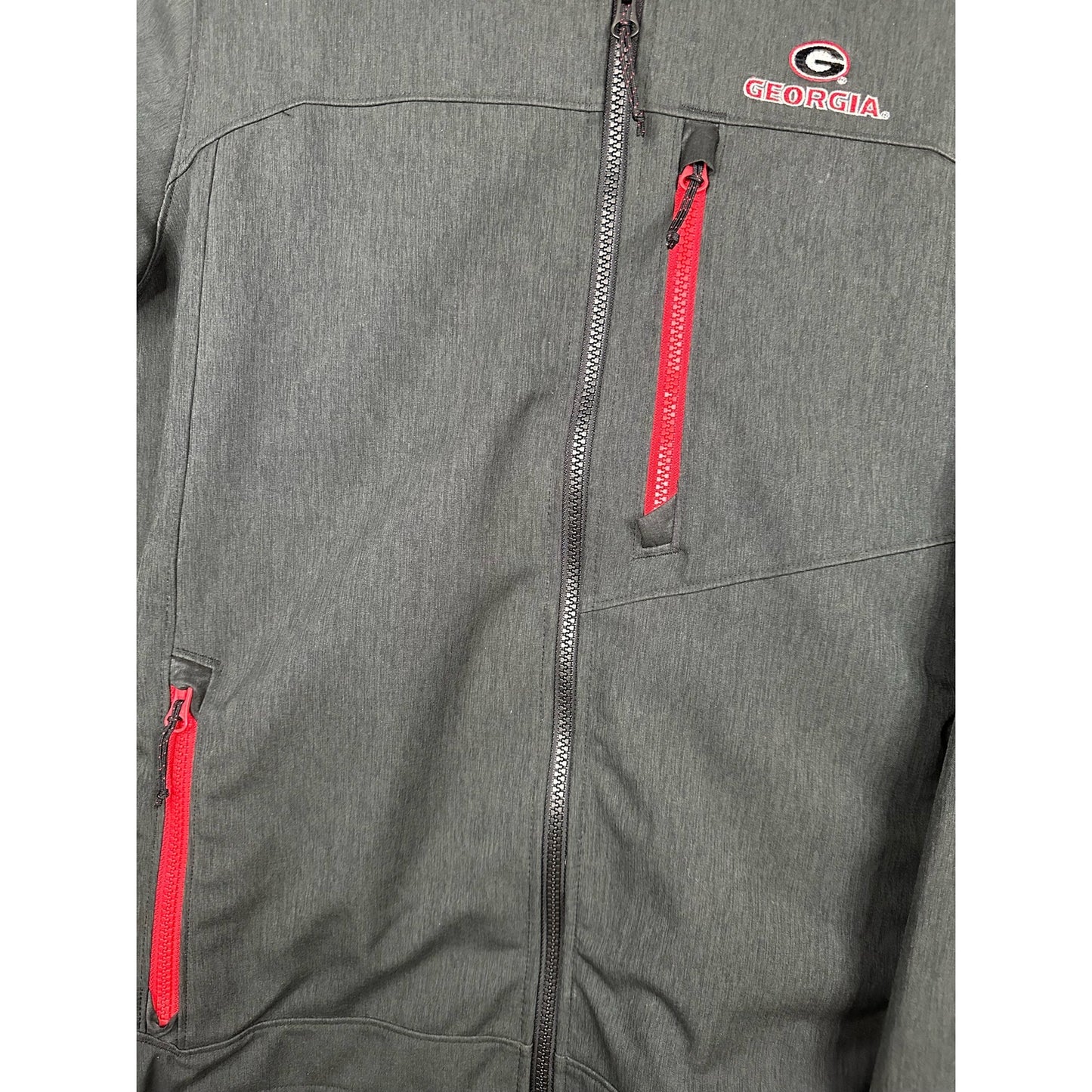 Columbia Grey Black Red UGA Georgia Collared Zip Up Jacket Size Small
