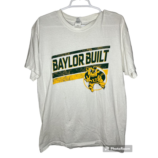 Vintage ‘Baylor Built’ Cotton Logo White Yellow Green Graphic T-Shirt Size L
