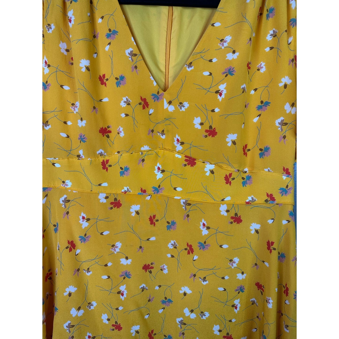 Madewell 'Beladonna' 100% Silk Yellow Floral Print Short Sleeve Dress Size 10