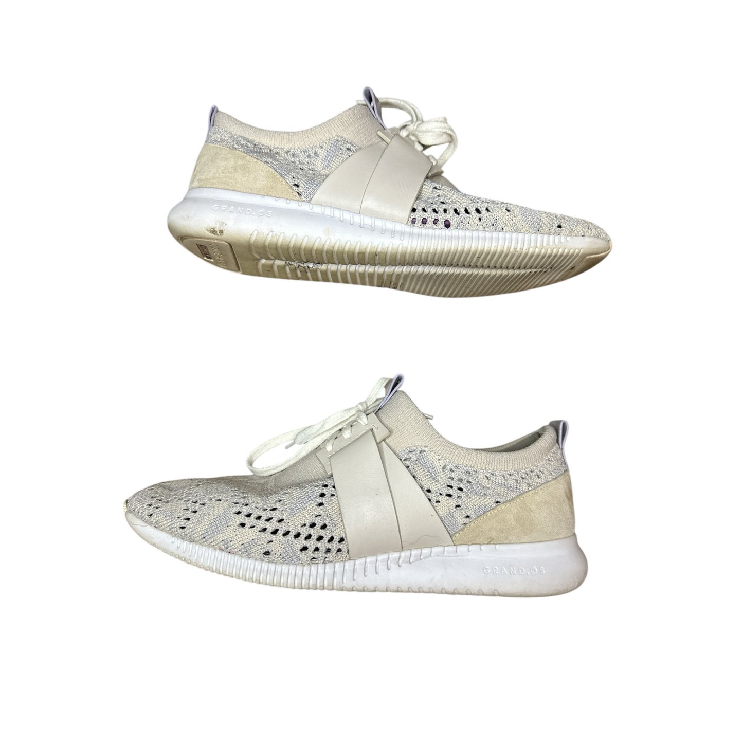Women’s Cole Haan Studiogrand Lace Up Knitted/ Woven Beige Shoes Size 8