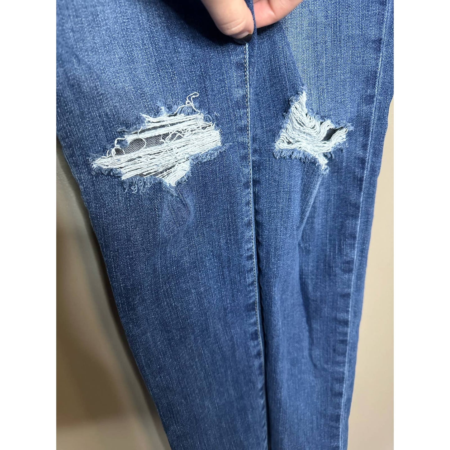 Joe's Jeans High Rise Ankle Skinny Distressed Raw Hem/ Fringe Blue Jeans Size 26