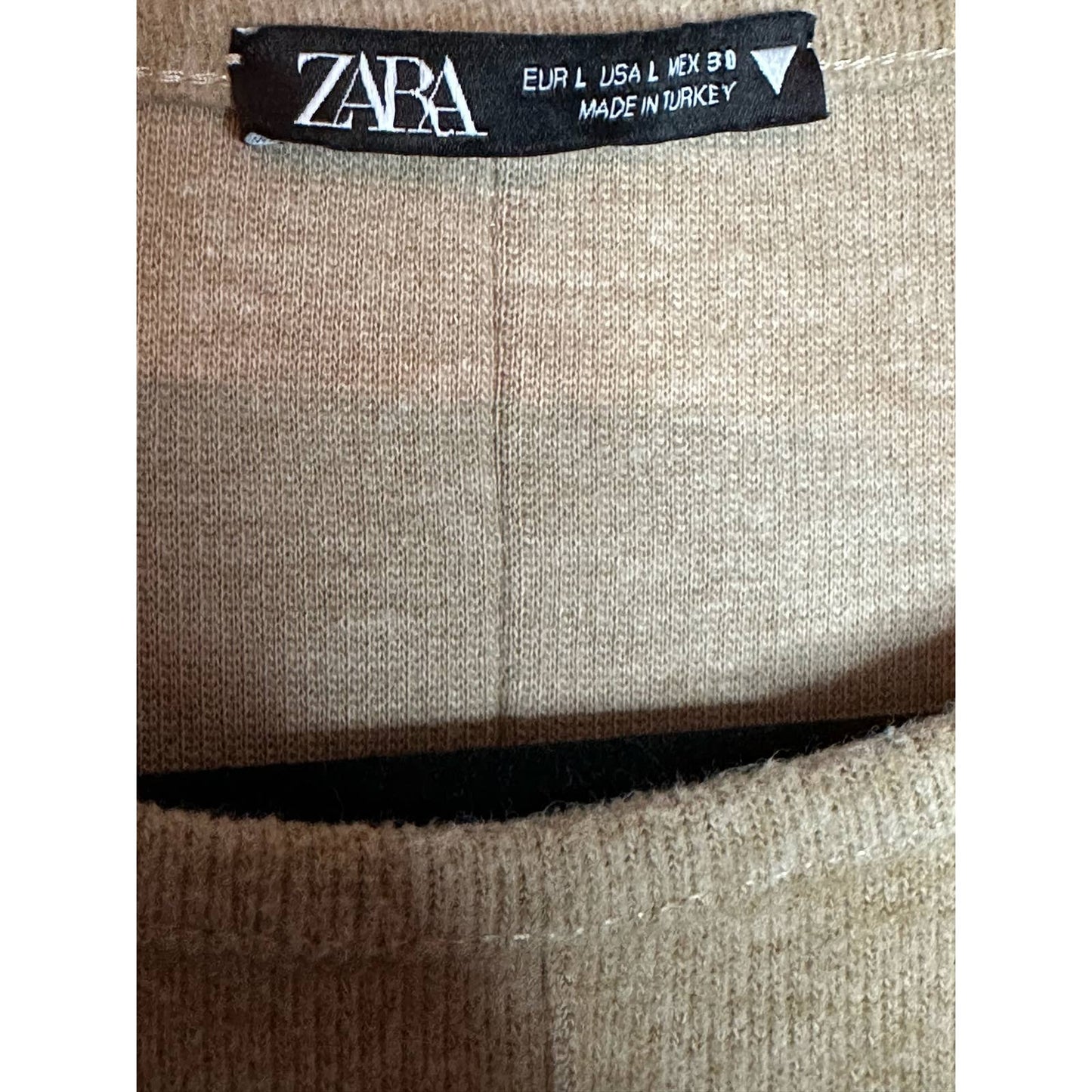 Zara Tan Short Sleeve Polyester Cotton Thick Winter Dress Size Large