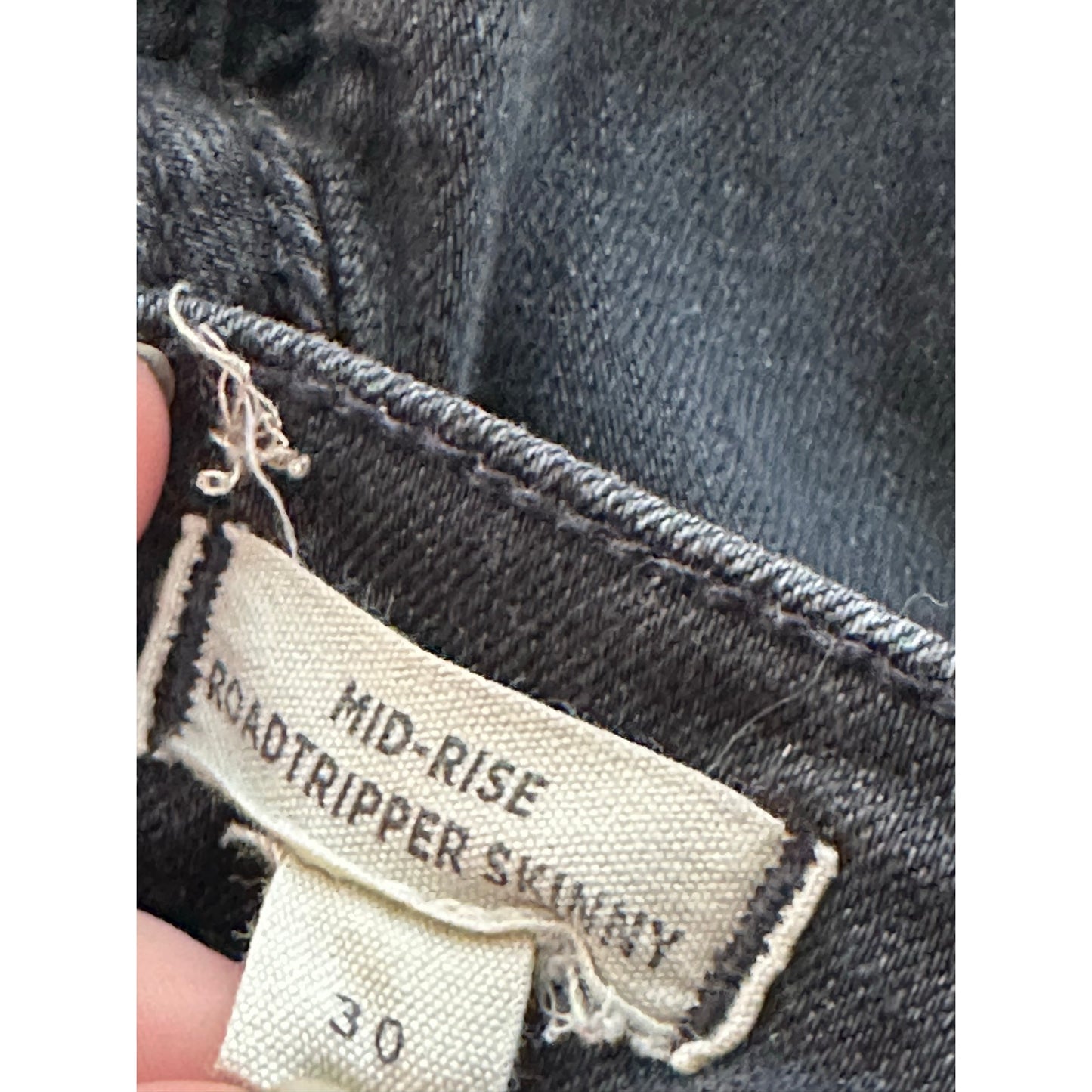 Madewell 9" Mid Rise Roadtripper Skinny Denim Stretch Jeans Dark Black Size 30