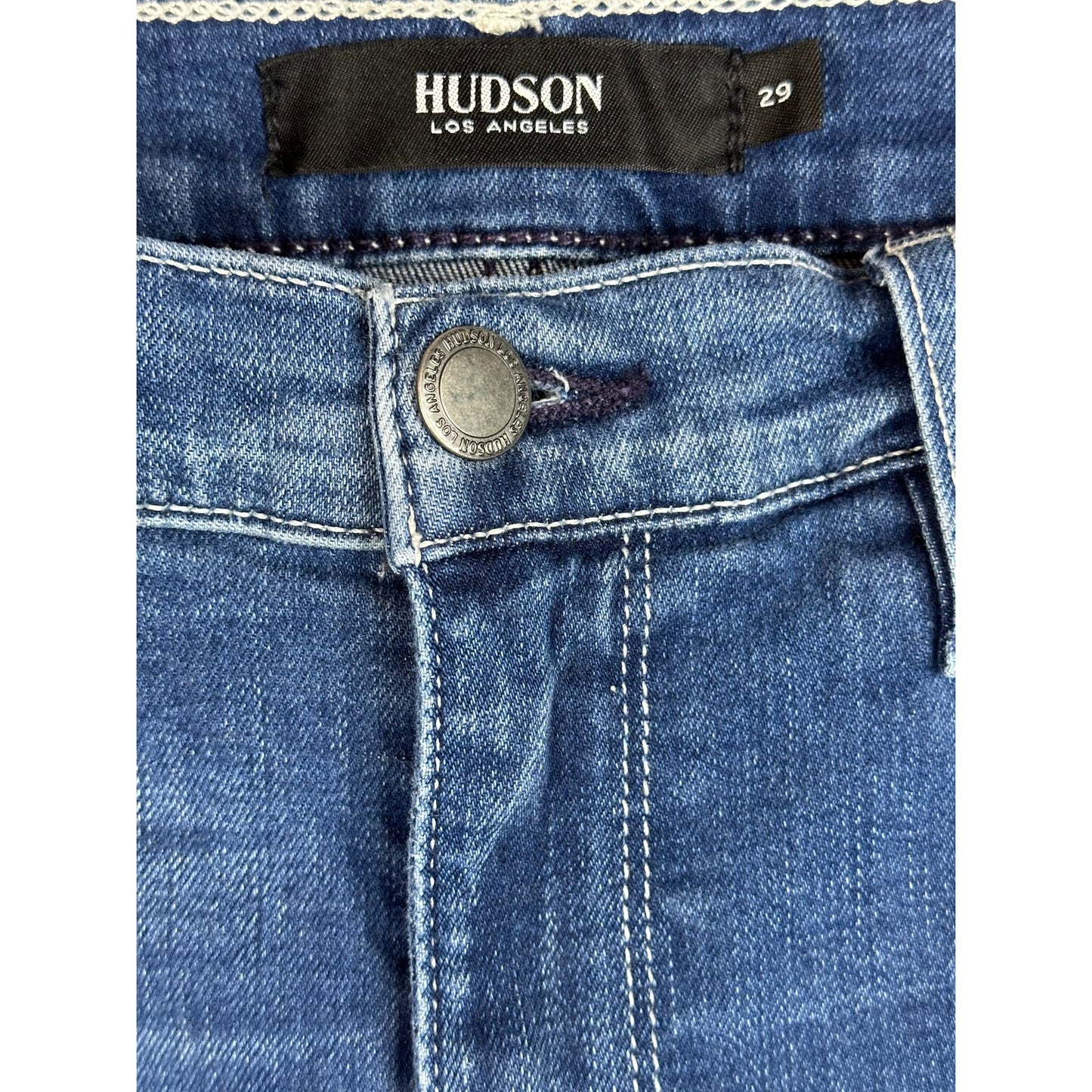 Hudson Los Angeles Skinny Jeans Blue Denim Raw Hem Size 29