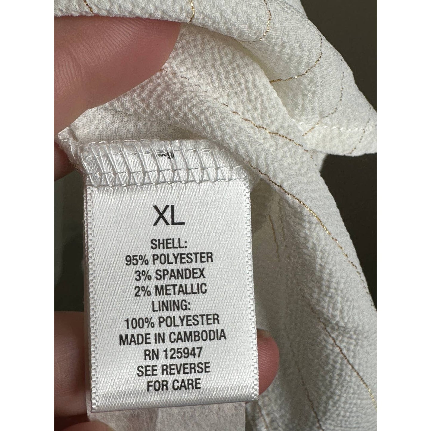 NWT Roz & Ali White Gold Long Bell Sleeves Blouse Under Tank Size XL