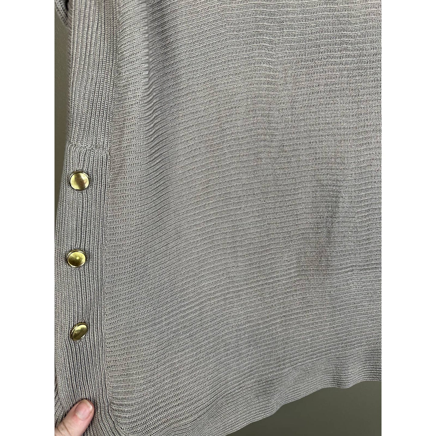 H&M Long Sleeve Side Buttons Grey Brown Scoop Neck Sweater Size Large