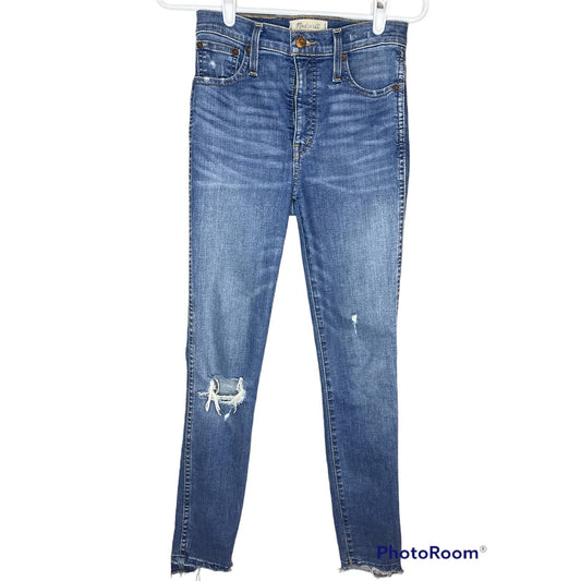 Madewell 10" High- Rise Skinny Denim Blue Jeans Distress Size 24