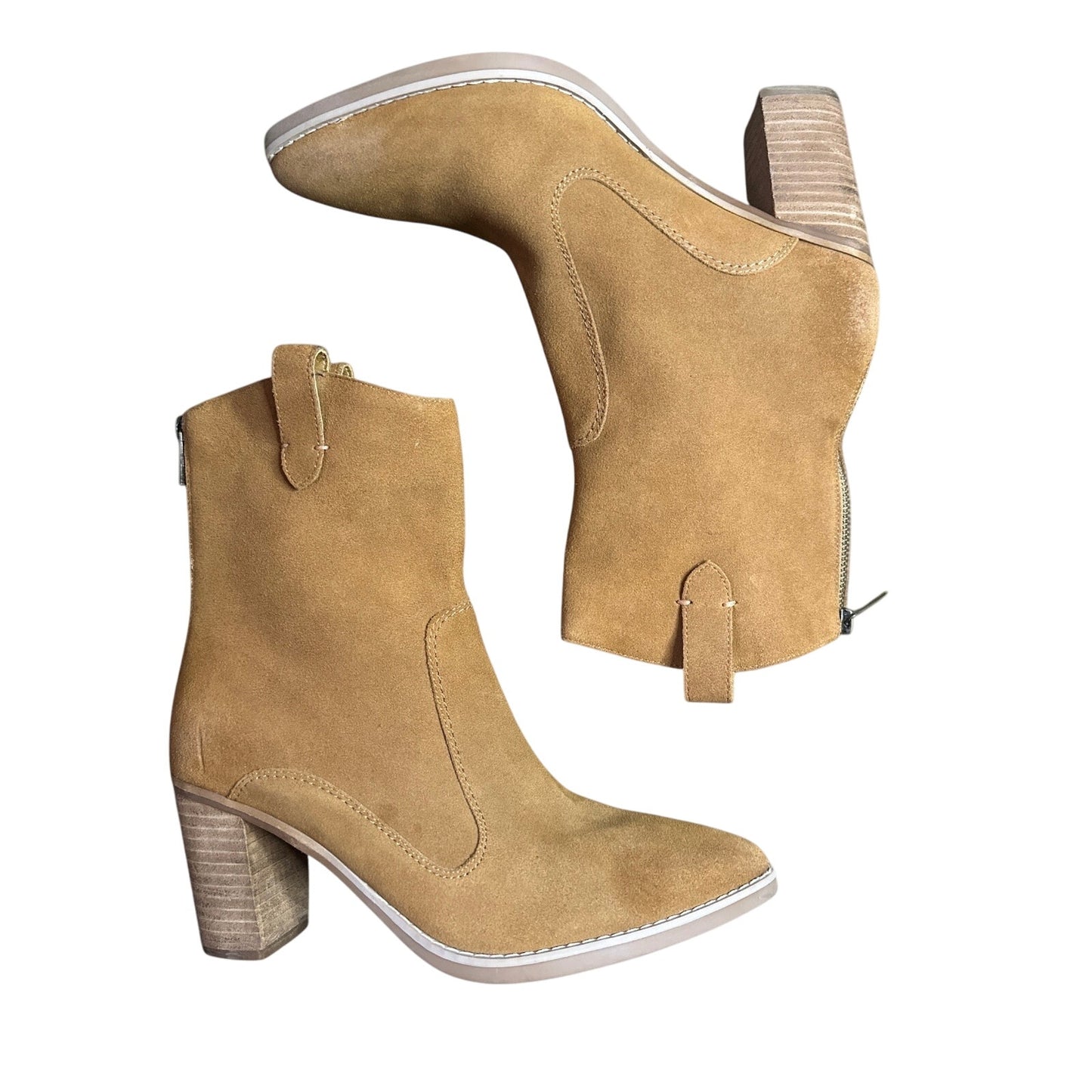 Splendid Anthropologie Raquel Brown 'Taupe' Western Heeled Ankle Bootie Size 6.5