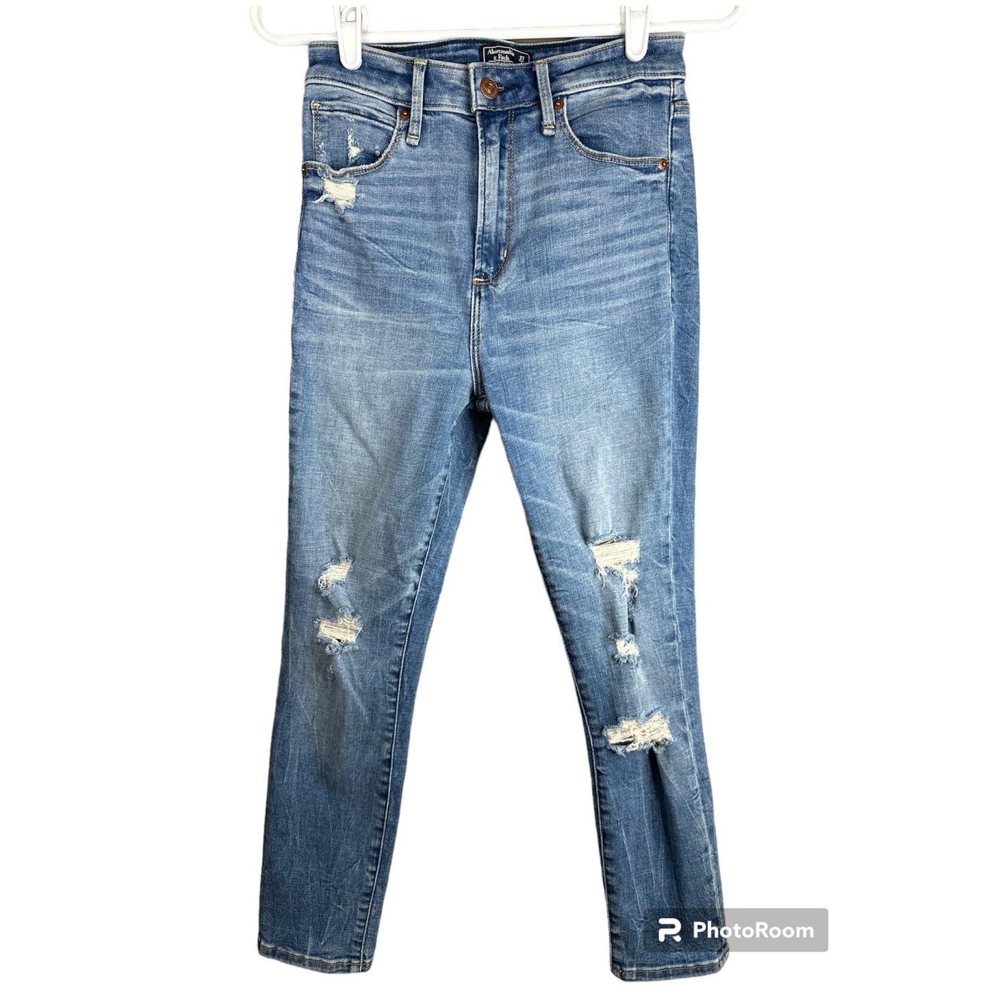 Abercrombie & Fitch Distressed Simone High Rise Ankle Blue Jeans Size 27/4S