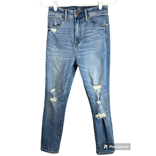 Abercrombie & Fitch Distressed Simone High Rise Ankle Blue Jeans Size 27/4S