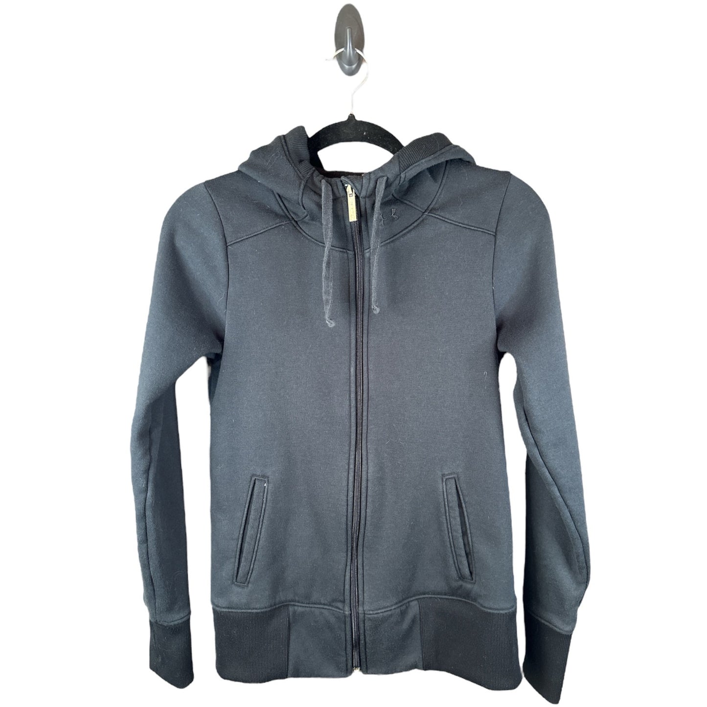 Under Armour Black Zip Up Hooded Fitted Cotton Blend Jacket Size Small