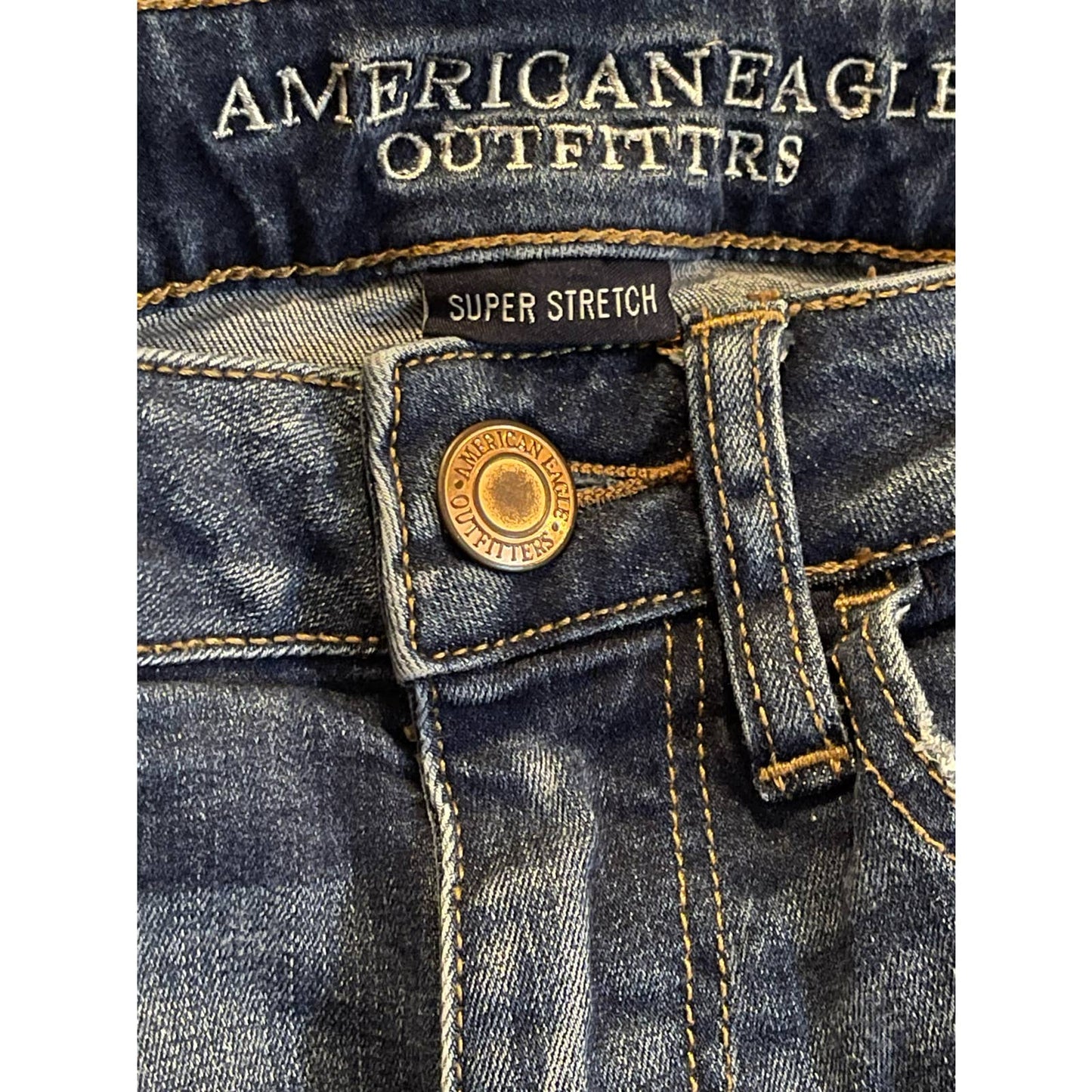 American Eagle Jegging Hot Rod Super Stretch Car Patch Distressed Jeans Size 2L
